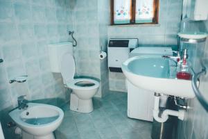 La salle de bains est pourvue de toilettes et d'un lavabo. dans l'établissement Casa Franca trilocale, à Argentera