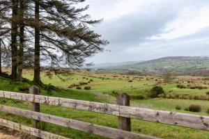 a fence with a view of a field at Sperrin Mountain Escape in Derry Londonderry