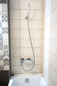 a shower in a bathroom with a bath tub at Cozy Luxury Apartments Maurer Residence #Targu Mures in Târgu-Mureş