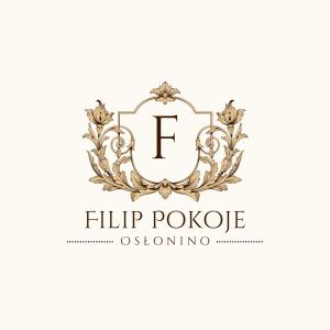 a graceful logo for a flip pocket clothing store at Filip Pokoje - Osłonino nad zatoką in Osłonino