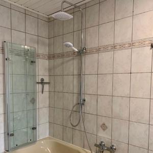 Das Bad ist mit einer Dusche und einer Badewanne ausgestattet. in der Unterkunft Weber Apartment David in Bramsche