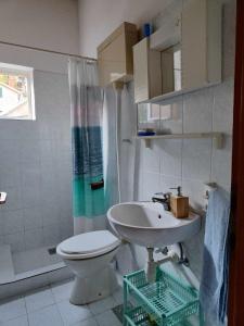 łazienka z toaletą i umywalką w obiekcie Apartments by the sea Basina, Hvar - 116 w mieście Vrboska