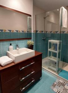 La salle de bains est pourvue d'un lavabo et d'une douche. dans l'établissement El Silencio de Galadhrim, à Ponferrada