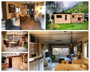 מטבח או מטבחון ב-Mountainview Lodge - Chalet im Zillertal direkt am 5 Sterne Campingplatz Aufenfeld mit Hallenbad und Sauna