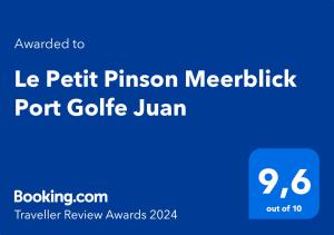 Certyfikat, podpis lub inny dokument wystawiony w obiekcie Le Petit Pinson Meerblick Port Golfe-Juan