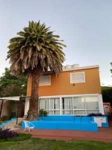 una palmera frente a una casa en Posada del Lago en Villa Carlos Paz
