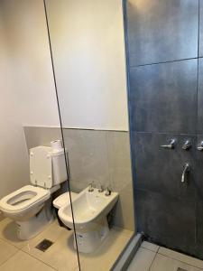 ein Badezimmer mit Toilette und Waschbecken in der Unterkunft Hermoso dpto. Zona céntrica in Santiago del Estero