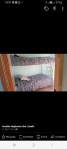 two pictures of a bunk bed in a room at Cabaña Familiar La Polcura in Navidad