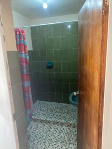 a bathroom with a shower with a toilet and a sink at Paulora in Hidalgo del Parral