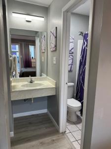 a bathroom with a sink and a toilet at Friendship Inn Hotel in Killeen