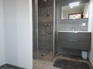 a bathroom with a shower and a sink at Appartement Valmorel, 2 pièces, 4 personnes - FR-1-356-423 in Valmorel