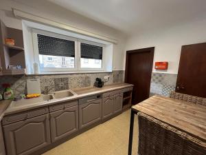 una cucina con lavandino e finestra di Chambre meublé à Belval a Sanem