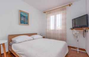 a bedroom with a bed and a flat screen tv at Amazing Apartment In Vlasici With Wi-Fi in Vlašići