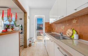 a kitchen with a sink and a counter top at Amazing Apartment In Vlasici With Wi-Fi in Vlašići