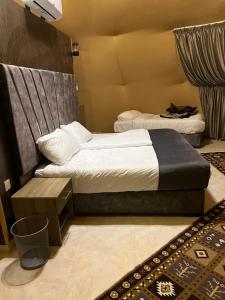 ein Hotelzimmer mit 2 Betten und einem Teppich in der Unterkunft Queen's Magic Camp in Disah