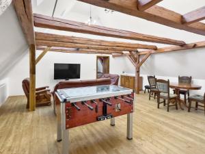 a living room with a ping pong table at Marcelína in Mikulov v Krušných Horách