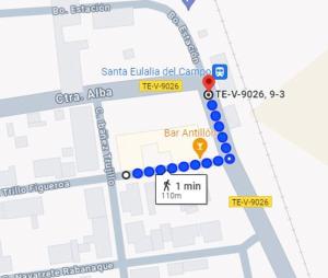 un mapa de la ubicación de la escena del crimen en La vía, en Santa Eulalia