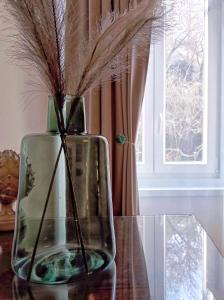 un vase avec des herbes assises sur une table dans l'établissement Tesa2 Casa Vacanze, à Trieste
