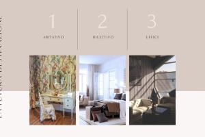 een collage van drie foto's van een woonkamer bij enJoy Home - Villa Ca' Dura in Ronchi di Campanile