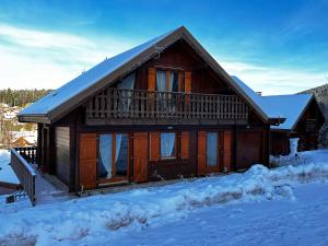 a log cabin with snow on the ground at Le Chalet du Lac - Dans un environnement idéal in Xonrupt-Longemer