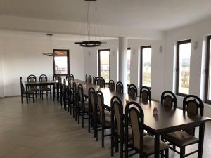 a conference room with a long table and chairs at VILA DE PE DEAL in Poiana Stampei +4 photos