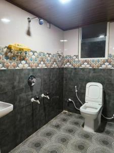 uma casa de banho com um WC e um lavatório em Coorg view estate Homestay em Madikeri