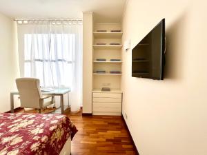 Televízia a/alebo spoločenská miestnosť v ubytovaní Stylish room in milano