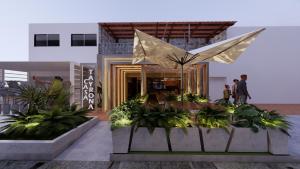 a rendering of a building with plants in front of it at Casa Tayrona Hostal Boutique in Medellín
