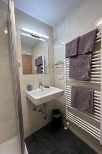 een badkamer met een wastafel en een spiegel bij Holiday Home Penz - FGZ151 by Interhome in Pankrazberg