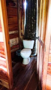 - une salle de bains avec toilettes dans une cabine dans l'établissement Jungle Cabins El Escondido, à Muy Muy