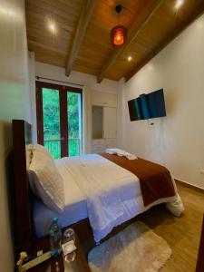 1 dormitorio con 1 cama grande y ventana en Donce Extremo, en San Carlos