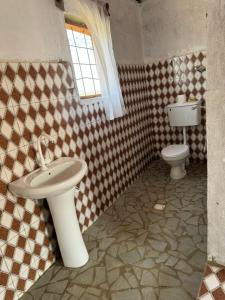 a bathroom with a sink and a toilet at Camping Sitaba Lodge in Georgetown