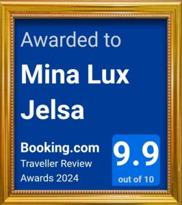 Certifikát, hodnocení, plakát nebo jiný dokument vystavený v ubytování Mina Lux Jelsa
