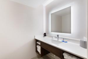 a bathroom with a sink and a mirror at Holiday Inn Express Naperville, an IHG Hotel in Naperville