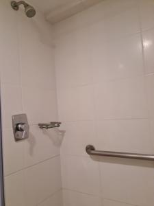 a bathroom with a shower stall with a toilet at Ritz Suites Maceió Flat particular Temporada in Maceió