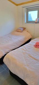 Duas camas sentadas uma ao lado da outra num quarto em WH65 gezellig vakantiehuis 4pers. em Koksijde