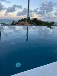 馬拉戈日的住宿－KEFI POUSADA，一座背景海洋的游泳池
