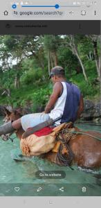 Ein Mann reitet ein Pferd im Wasser in der Unterkunft July in San Felipe de Puerto Plata