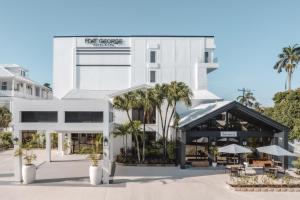 a rendering of the front of the hotel at Fort George Hotel and Spa in Belize City