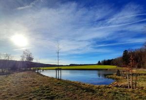 a body of water with the sun in the sky at Residence Budákov in Dolní Dvořiště