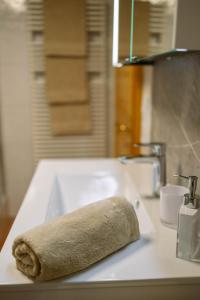 a towel sitting on top of a bathroom sink at Chalet 1593 in Vandans