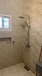 a shower in a bathroom with a shower at لانا العلا شقق مفروشة Lana Alula in Al-ʿUla