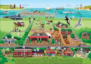a vector illustration of a map of a village at Hotel Waddengenot in Pieterburen