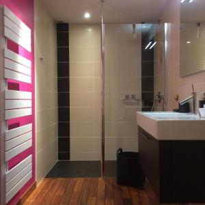 a bathroom with a shower and a sink at L'Aparté in Nancy