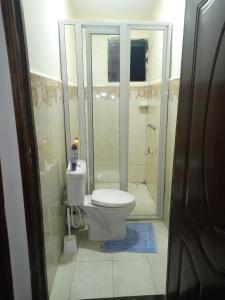 a bathroom with a toilet and a shower at Mellow Homes 1 & 2 Bedrooms fully furnished Apartment in Kitengela 