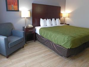 een hotelkamer met een bed en een stoel bij Quality Inn Colchester - Burlington in Burlington