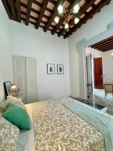 1 dormitorio con 1 cama grande en una habitación en GINVA - Casa palacio La Templanza, en El Puerto de Santa María