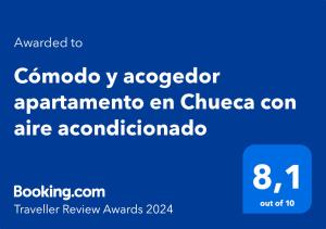 Certyfikat, podpis lub inny dokument wystawiony w obiekcie Acogedor apartamento exterior con balcón en el Barrio de Chueca, Gran Vía con aire acondicionado