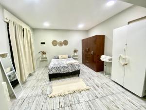 1 dormitorio con 1 cama y baño en Casa botanic, zona centrica, amplio y funcional en Santiago del Estero