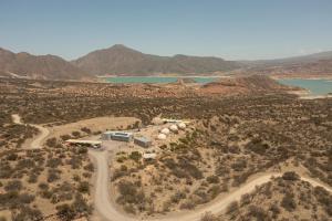 an aerial view of a road in the desert at Denmoza Eco Lodge in Potrerillos